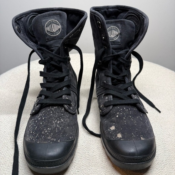 Palladium Pampa Hi Men’s 10 Black Canvas Boots Paint Splatter Combat main image 8